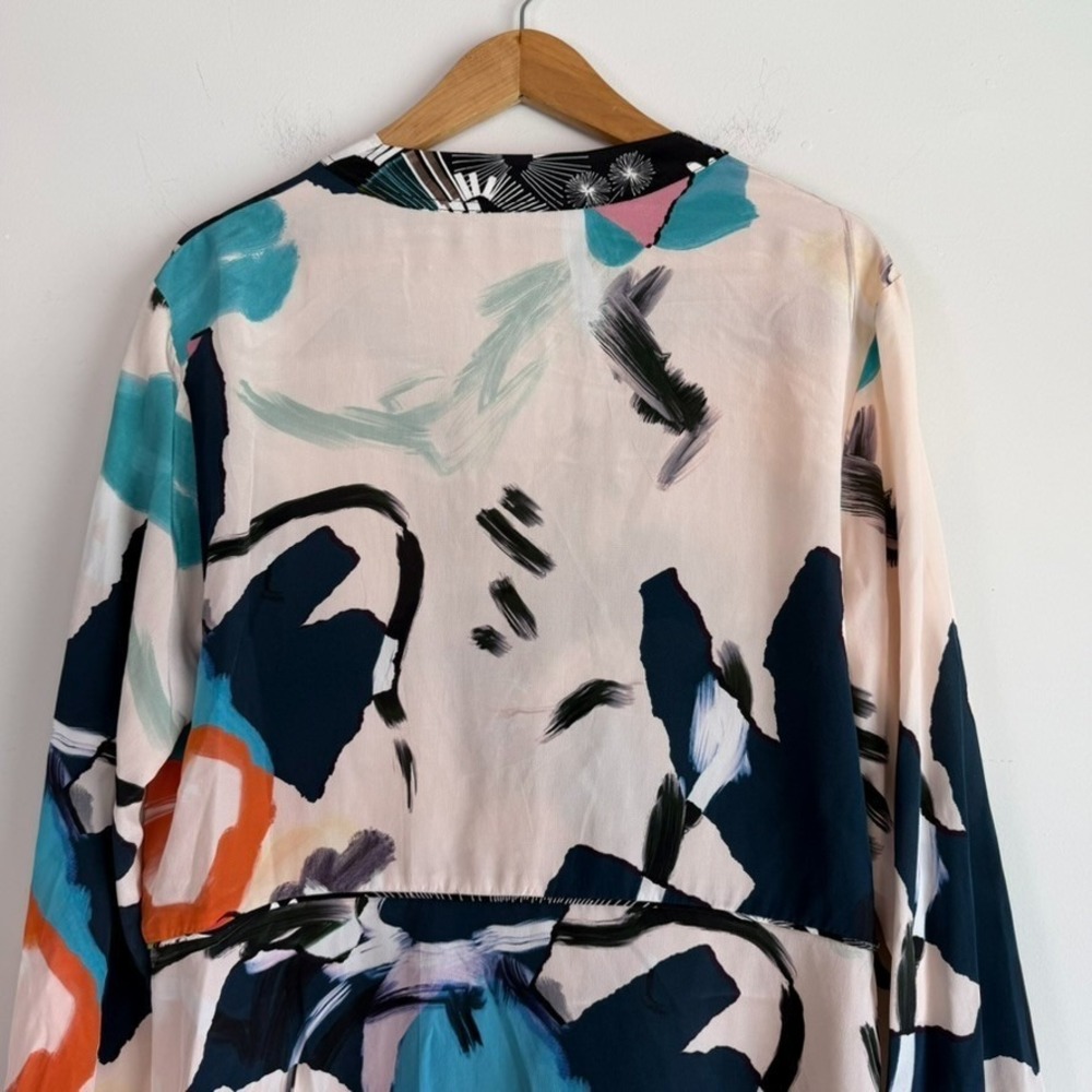 Robert Graham Silk Abstract Print Blouse Top XL Artsy Boho Art to Wear Boho - Picture 11 of 15